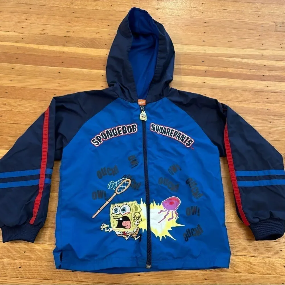SpongeBob SquarePants vintage 2002 blue embroidered zip up hooded jacket